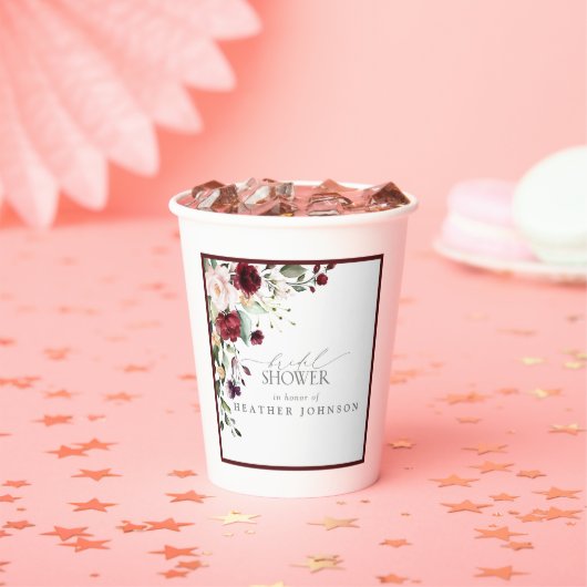 バーグニエレガントディフローラ水彩ブライダルシャワー 紙コップ (インサイチュ)
