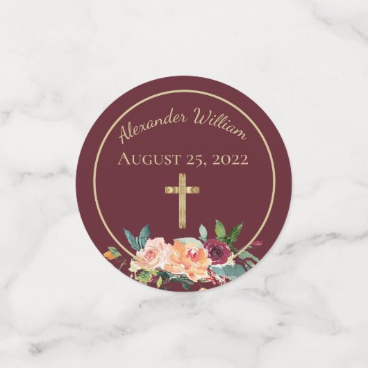 バーグニエレガントディ金ゴールドフローラベビー《キリスト教》洗礼式や命名式 コンフェッティ (スモール正面)