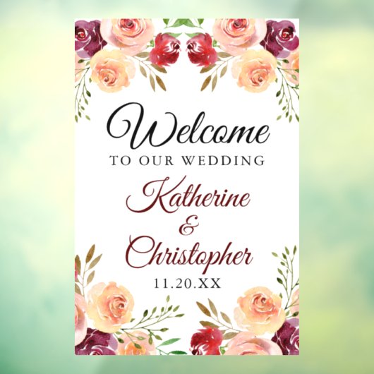 バーグニエレガントーフローラへようこそ結婚我々 ウィンドウサイン (シート3)