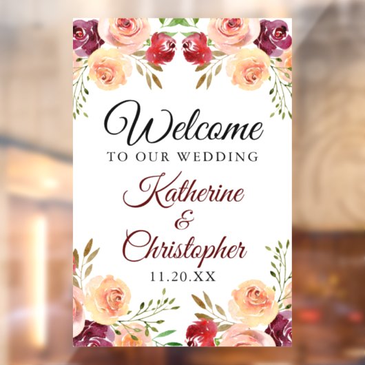 バーグニエレガントーフローラへようこそ結婚我々 ウィンドウサイン (シート2)