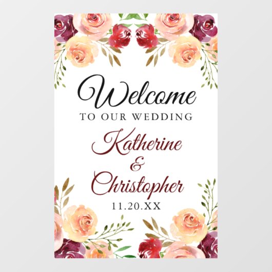 バーグニエレガントーフローラへようこそ結婚我々 ウィンドウサイン (シート)