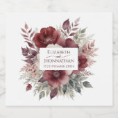 バーグニエレガントーフローラ水彩結婚式の名前 スパークリングワインラベル (シングルラベル)