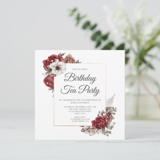 バーグニエレガントーフローラ50誕生日ティーパーティー 招待状 (スタンド正面)