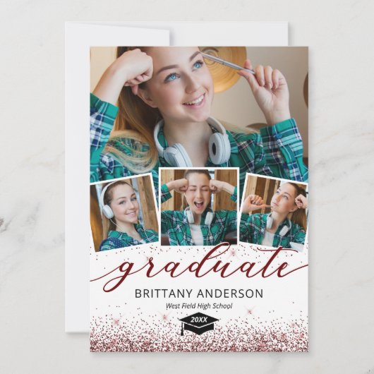 バーグニエレガントー卒業式4写真招待状 招待状 (正面)