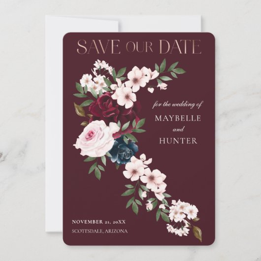 バーグニエレガントー海軍の水色フローラ滝 セーブザデート (正面)