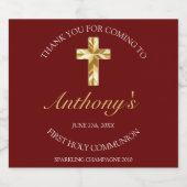 バーグニエレガントー金ゴールドクロス第1聖餐式 スパークリングワインラベル (シングルラベル)