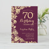 バーグニエレガントー金ゴールドバラ70誕生日 招待状 (スタンド正面)