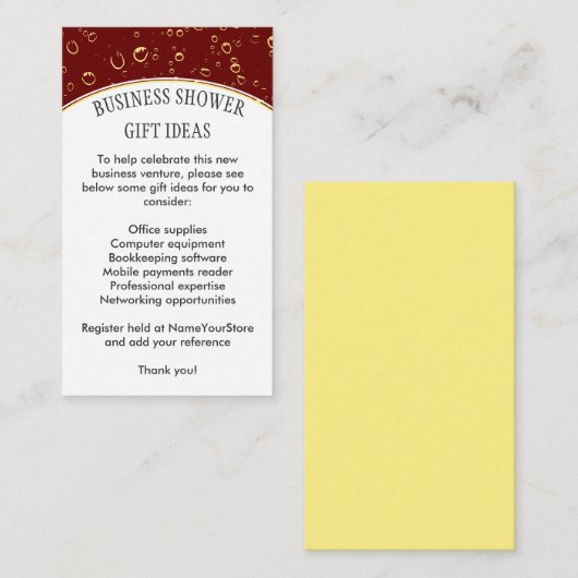 バーグニスタイリッシュー式ビジネスシャワー エンクロージャーカード (正面/裏面)