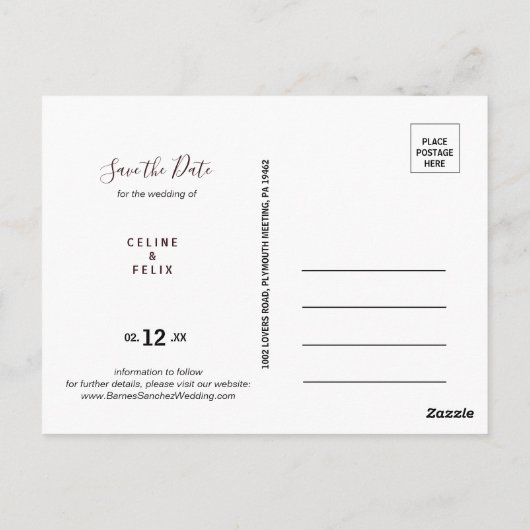 バーグニモダンー海軍赤面フローラ日付の保存 ポストカード (裏面)