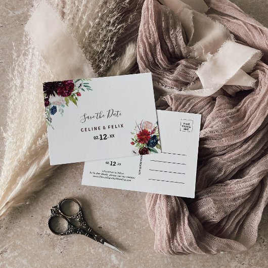 バーグニモダンー海軍赤面フローラ日付の保存 ポストカード