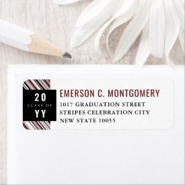 バーグニ名門私立校風のーの対角ピンのストライプ卒業 ラベル