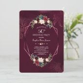 バーグニ王室のーフローラ幾何学模様50誕生日 招待状 (スタンド正面)