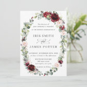 バーグニ素朴ー赤面フローラリースリーフ結婚ズ 招待状 (スタンド正面)