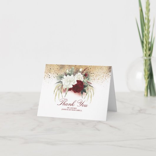 バーグニ赤と白ーフ結婚ァーズサンキュー サンキューカード (正面)