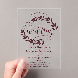 バーグニ離れーモダンエレガントス結婚スクリプト アクリル招待状