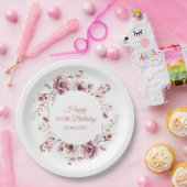 バーグパーソナライズされたンディピンクフローラ100誕生日 ペーパープレート (パーティー)