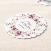 バーグパーソナライズされたンディーピンクフローラ70誕生日 ペーパーコースター (アングル)