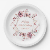 バーグパーソナライズされたンディーピンクフローラ90誕生日 ペーパープレート (正面)