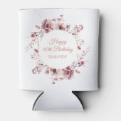 バーグパーソナライズされたンディーピンクフローラ90誕生日 缶クーラー (正面)