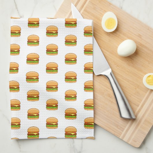 バーグベクターイラスト キッチンタオル (四つ折り)