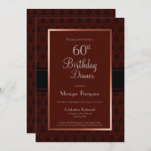 バーグモダンンディダマスク60th誕生日ディナーパーティー 招待状 (正面/裏面)