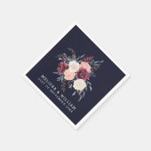 バーグモダンンディフローラミッドナイト海軍結婚ズ スタンダードカクテルナプキン (角)