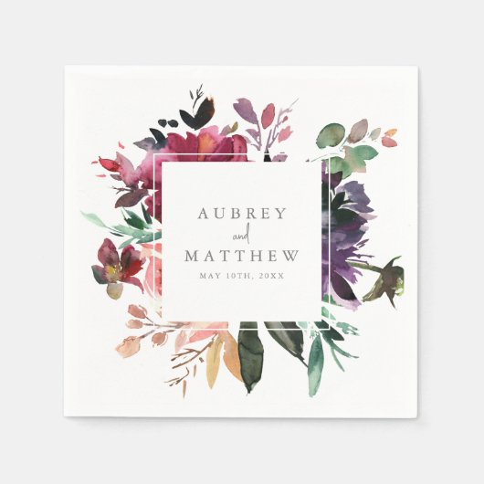 バーグモダンンディフローラ結婚紙 スタンダードカクテルナプキン (正面)