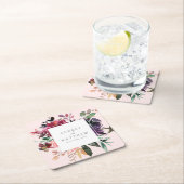 バーグモダンンディフローラ赤面ピンク結婚ズ スクエアペーパーコースター (インサイチュ)