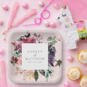 バーグモダンンディフローラ赤面ピンク結婚ズ ペーパープレート (パーティー)