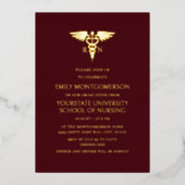 バーグモダンンディ金ゴールド看護学校RN卒業 箔招待状 (正面)