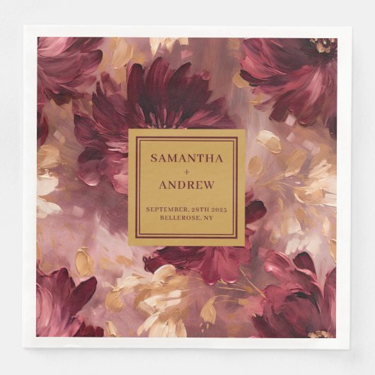 バーグモダンンディ金ゴールド赤面結婚ズ紙ナプキンス (正面)