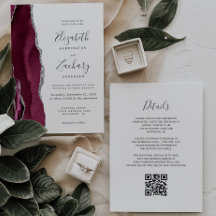 バーグモダンンディ銀アゲートQRコード結婚ズ