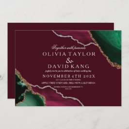 バーグモダンンディ&グリーンアゲート結婚ズ 招待状