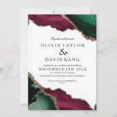 バーグモダンンディ&グリーンアゲート結婚ズ 招待状 (正面)