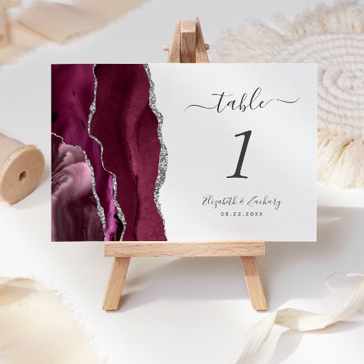 バーグモダンンディ・シルバー結婚アゲート テーブルナンバー