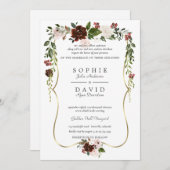 バーグユニークンディフローラ金ゴールド結婚ズ 招待状 (正面/裏面)