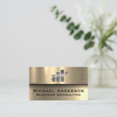 バーグラフ財務 |メタリック金ゴールド 名刺 (スタンド正面)