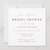 バーグンエレガントディクラシックブライダルシャワー 招待状 (正面)