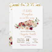 バーグンエレガントディパンプキンベビーシャワー招待状 招待状 (正面/裏面)