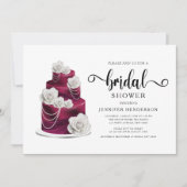 バーグンエレガントディ結婚のケーキブライダルシャワー 招待状 (正面)