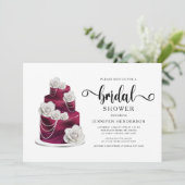 バーグンエレガントディ結婚のケーキブライダルシャワー 招待状 (スタンド正面)