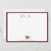 バーグンエレガントディ赤面フローラありがとう ノートカード (正面)