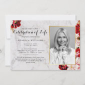 バーグンエレガントディ赤面人生の写真お祝い 招待状 (正面)