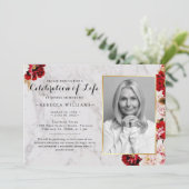 バーグンエレガントディ赤面人生の写真お祝い 招待状 (スタンド正面)