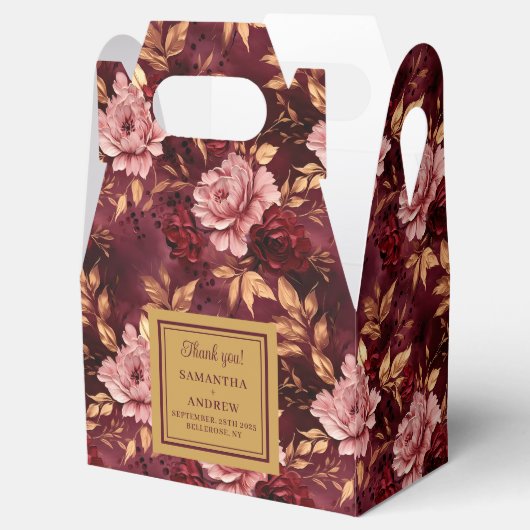 バーグンエレガントディ赤面金ゴールド結婚のサンキューボックス フェイバーボックス (オープン)