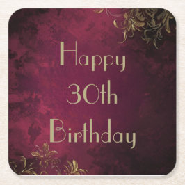 バーグンエレガントディ&フェイク金ゴールド紙コースター スクエアペーパーコースター