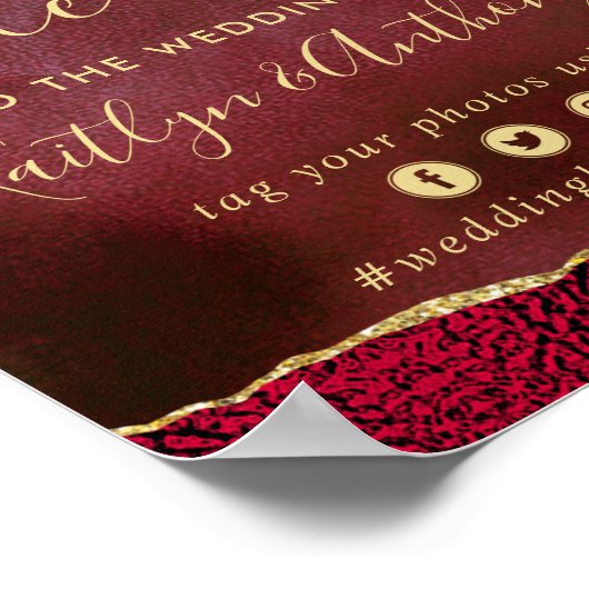 バーグンエレガントディ&金ゴールドア結婚ガテへようこそ ポスター (角)