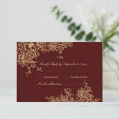 バーグンエレガントディ&金ゴールドガーデンフローラ結婚ズ 出欠カード (スタンド正面)