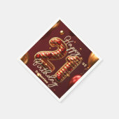 バーグンエレガントディ&金ゴールド21歳の誕生日お祝い スタンダードカクテルナプキン (角)