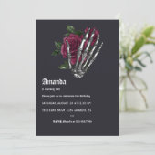 バーグンディお洒落ハロウィーン誕生日パーティー 招待状 (スタンド正面)